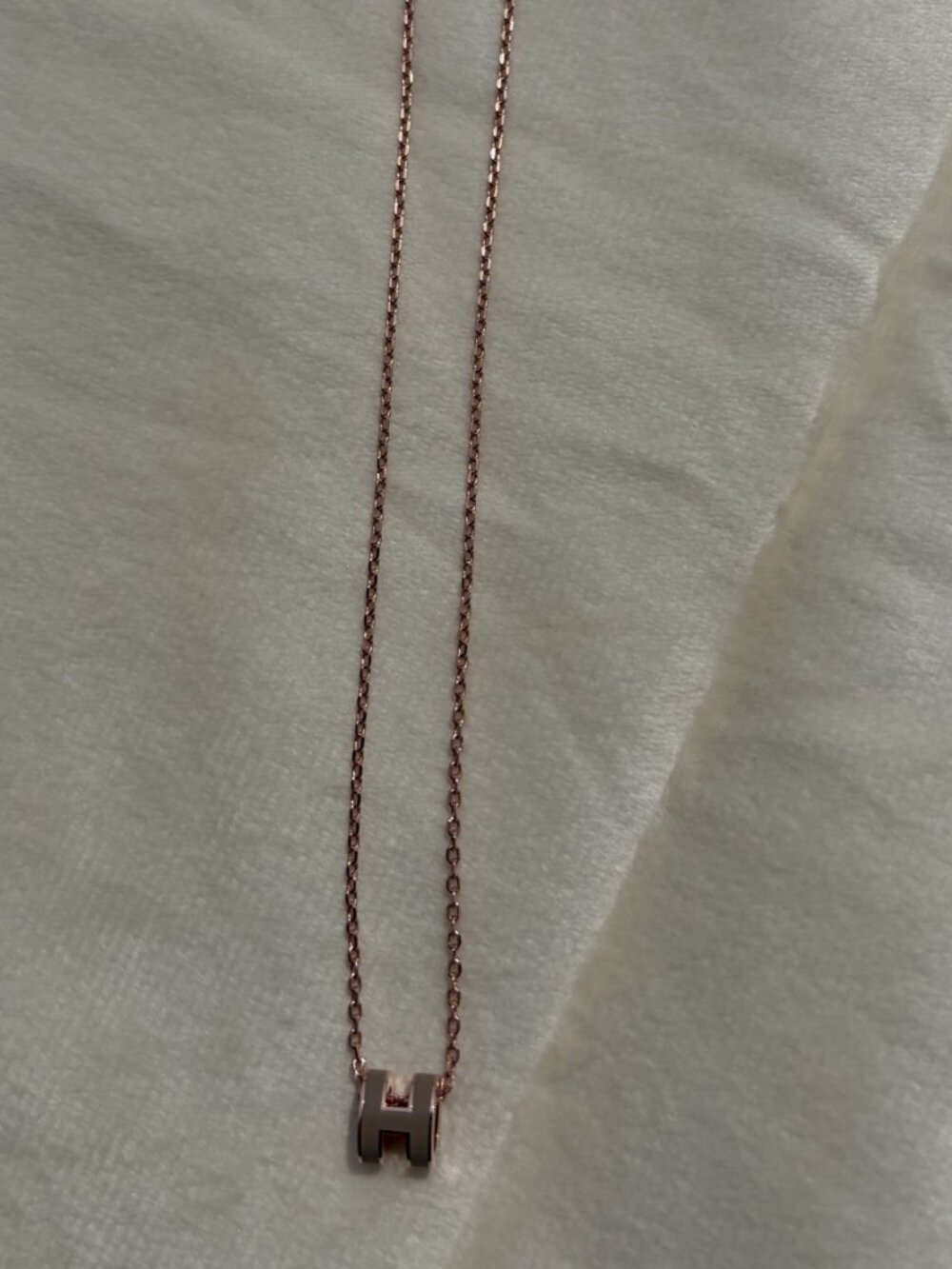 Authentic Hermes Mini Pop H Pendant Necklace Marron Glace with RGHW